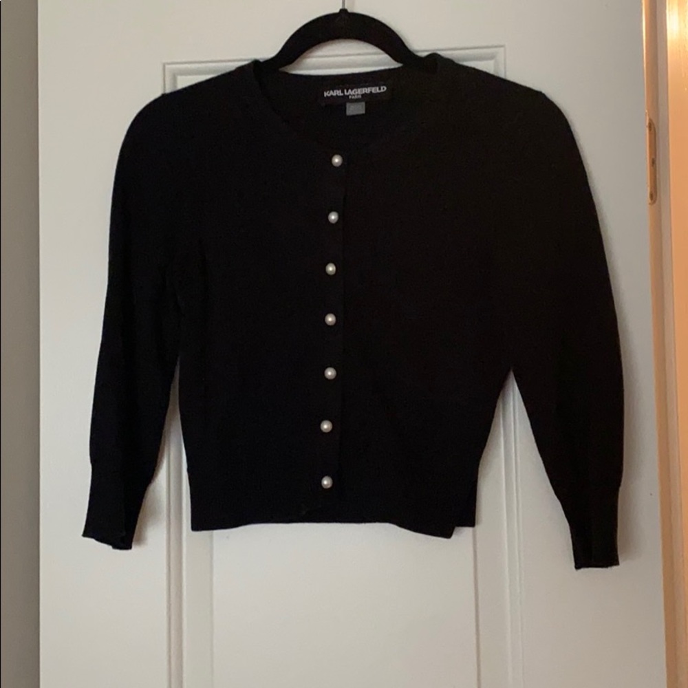 Karl Lagerfeld Black Button Up Cardigan
